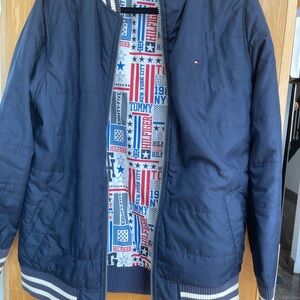 Tommy Hilfiger Blue Jacket with Logo Print Lining